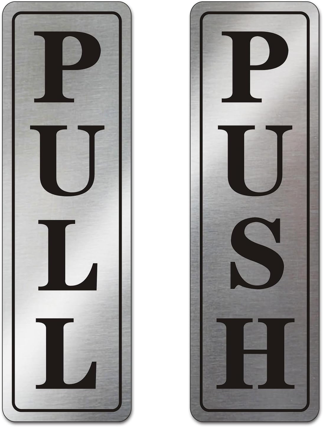 Metal Stainless Steel Push Pull Signs for Door,With Self Adhesive,5.5X1.7In (Cla