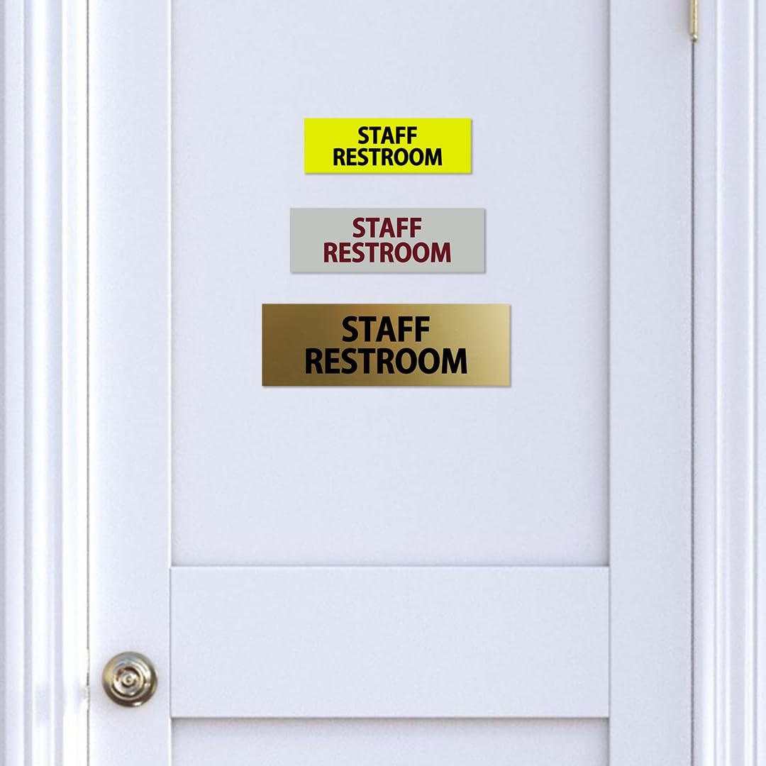 Signs ByLITA Basic Staff Restroom 2.5 x 6″ – Small (1 Pack), Brushed Silver