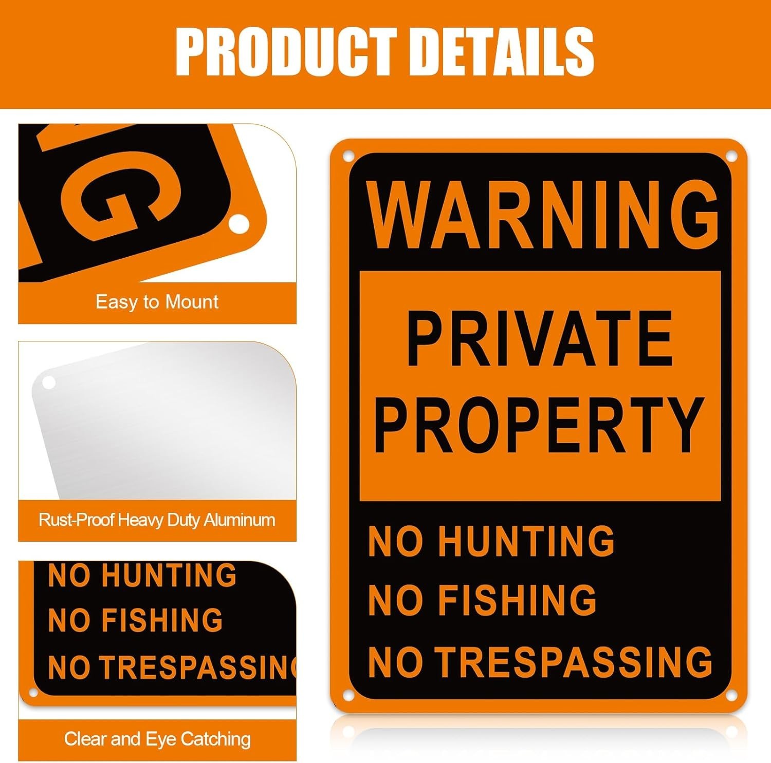 4 Pcs Posted No Trespassing Signs Private Property 10 x 7 Inch Weatherproof N…