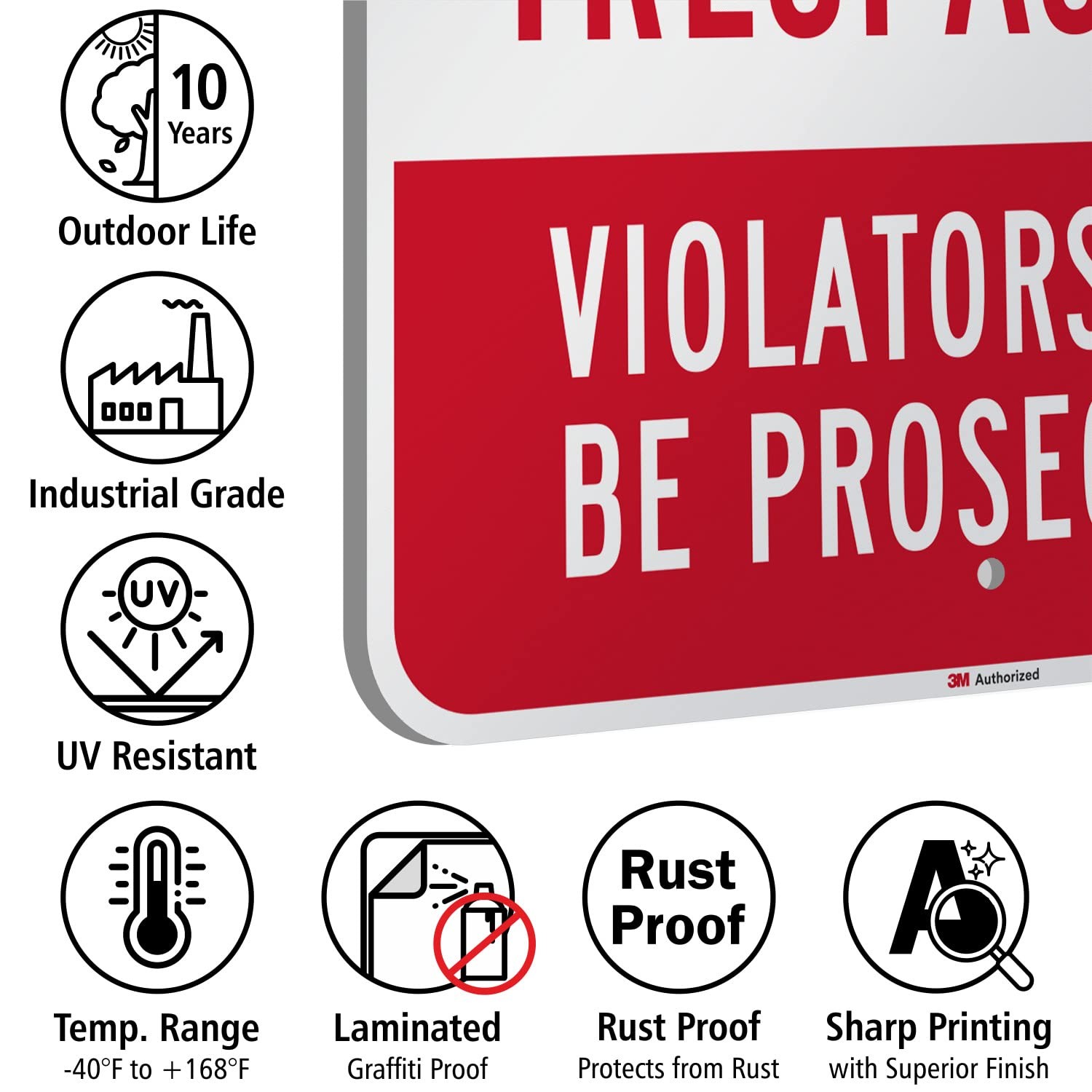 No Trespassing Sign – 18″ x 24″ Reflective Aluminum – Violators Prosecuted