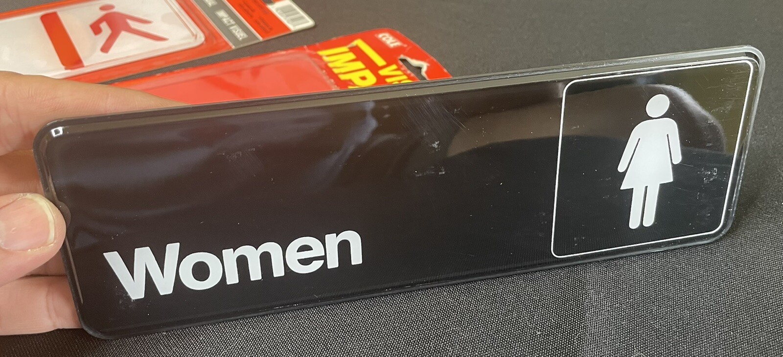 WOMEN & EXIT SIGNS 3”x9” VISUAL IMPACT SELF STICK SIGNS COLE