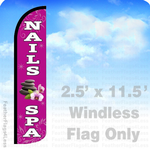 NAILS & SPA – Windless Swooper Flag Feather Banner Sign 2.5×11.5 – pz