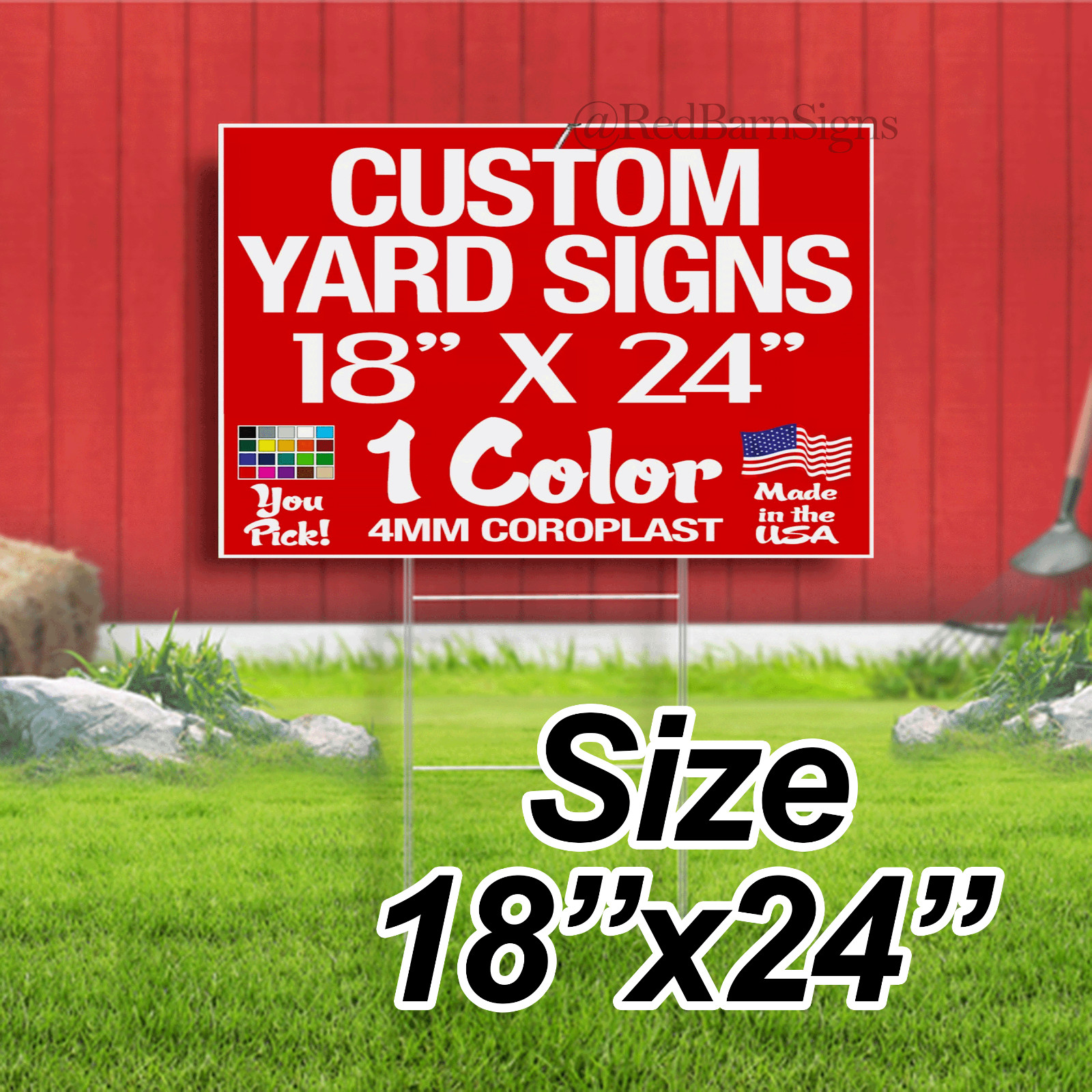 18×24 One Color Yard Signs Custom Single Sided (18″x 24″)
