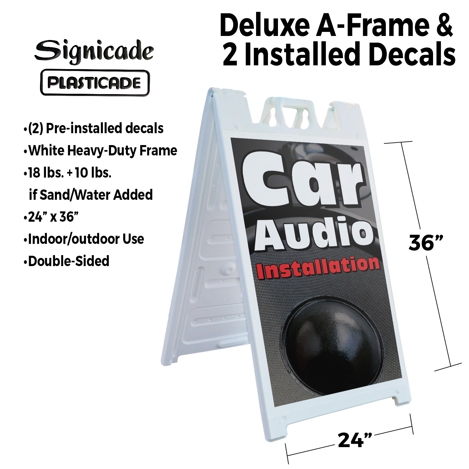 Car Audio Installation Heavy Duty A-Frame Sidewalk Sign Professional Sound Auto