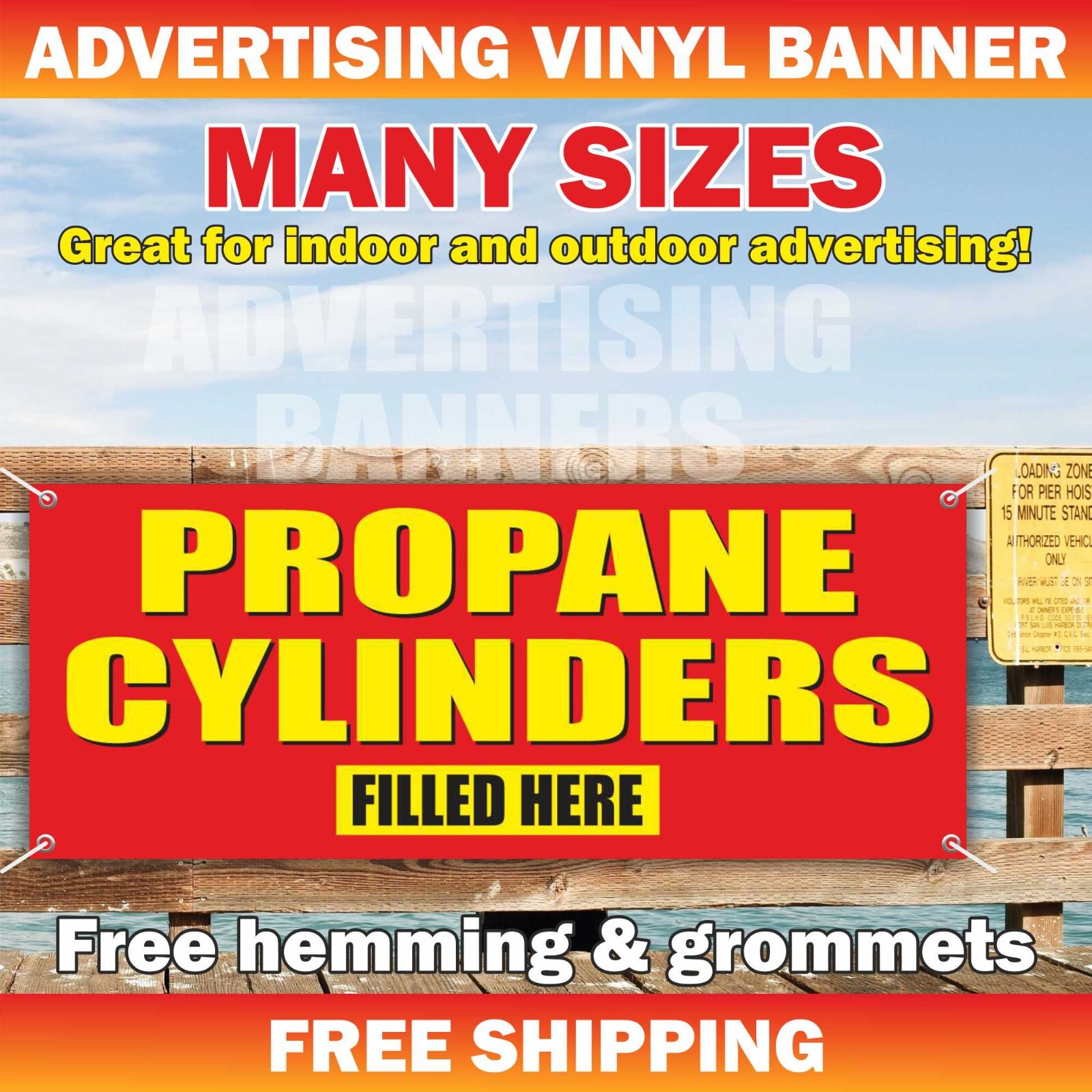 PROPANE CYLINDERS FILLED HERE Advertising Banner Vinyl Mesh Sign Gas Station Oil