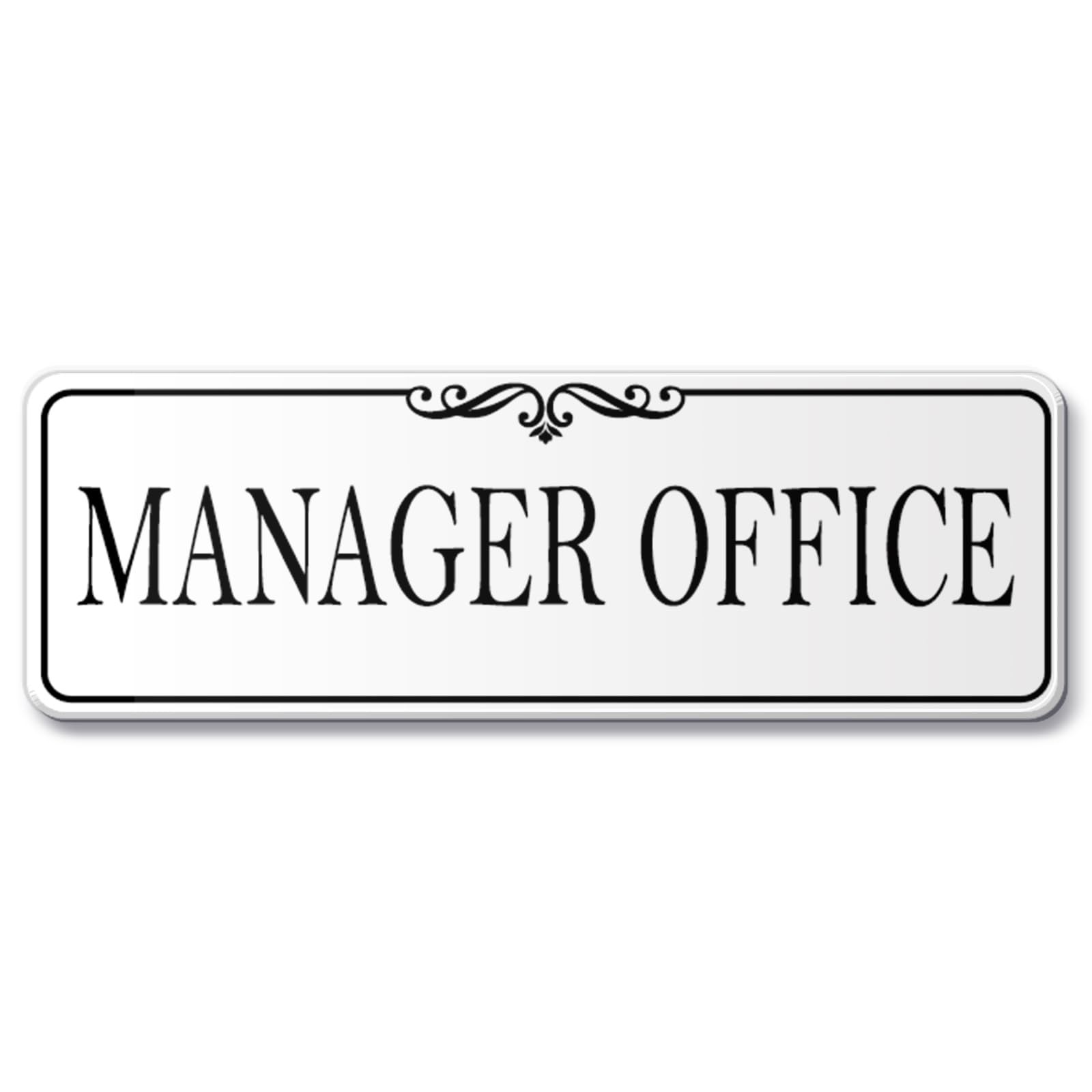 9×3 Inch Elegant White “Manager Office” Acrylic Self-stick Door Wall Signage