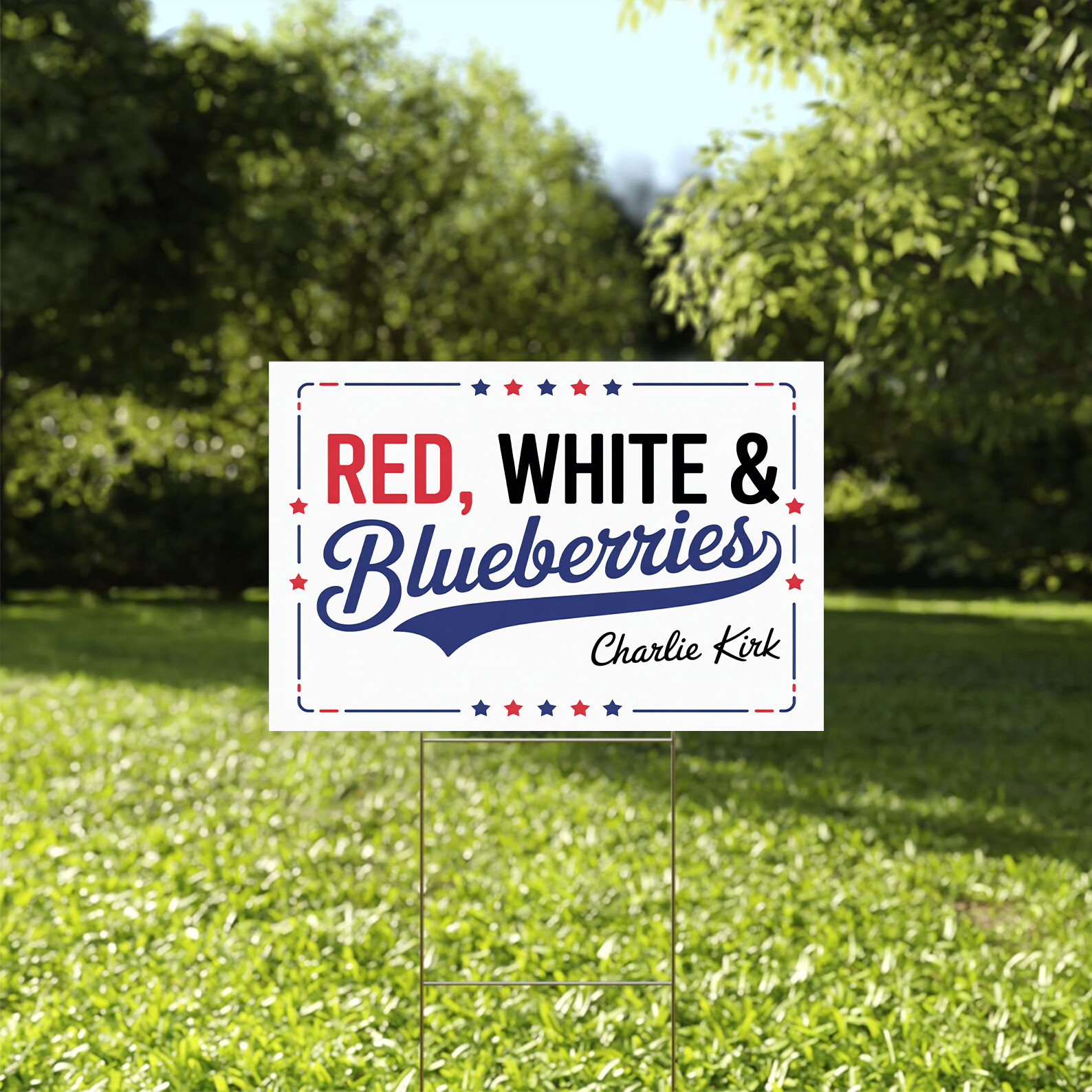 Red White & Blueberries Yard Sign Patriotic Funny Outdoor Lawn Garden Decoration