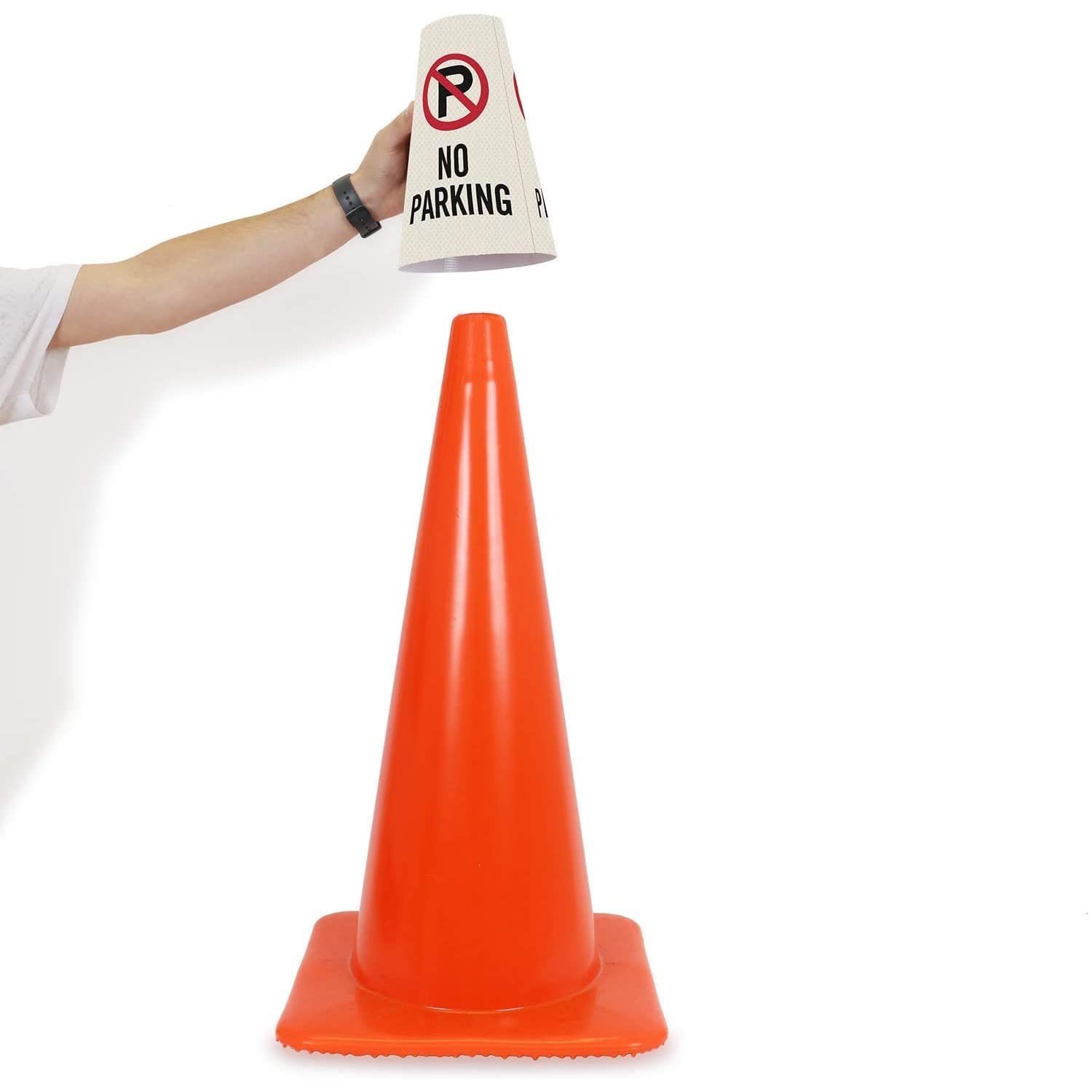 Durable Waterproof Reflective Cone Sleeve Set – 6 No Parking Signs Included