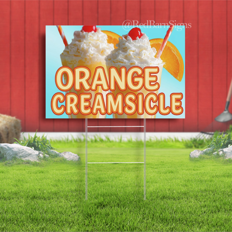 Orange Creamsicle Indoor Outdoor Yard Sign with metal stakes