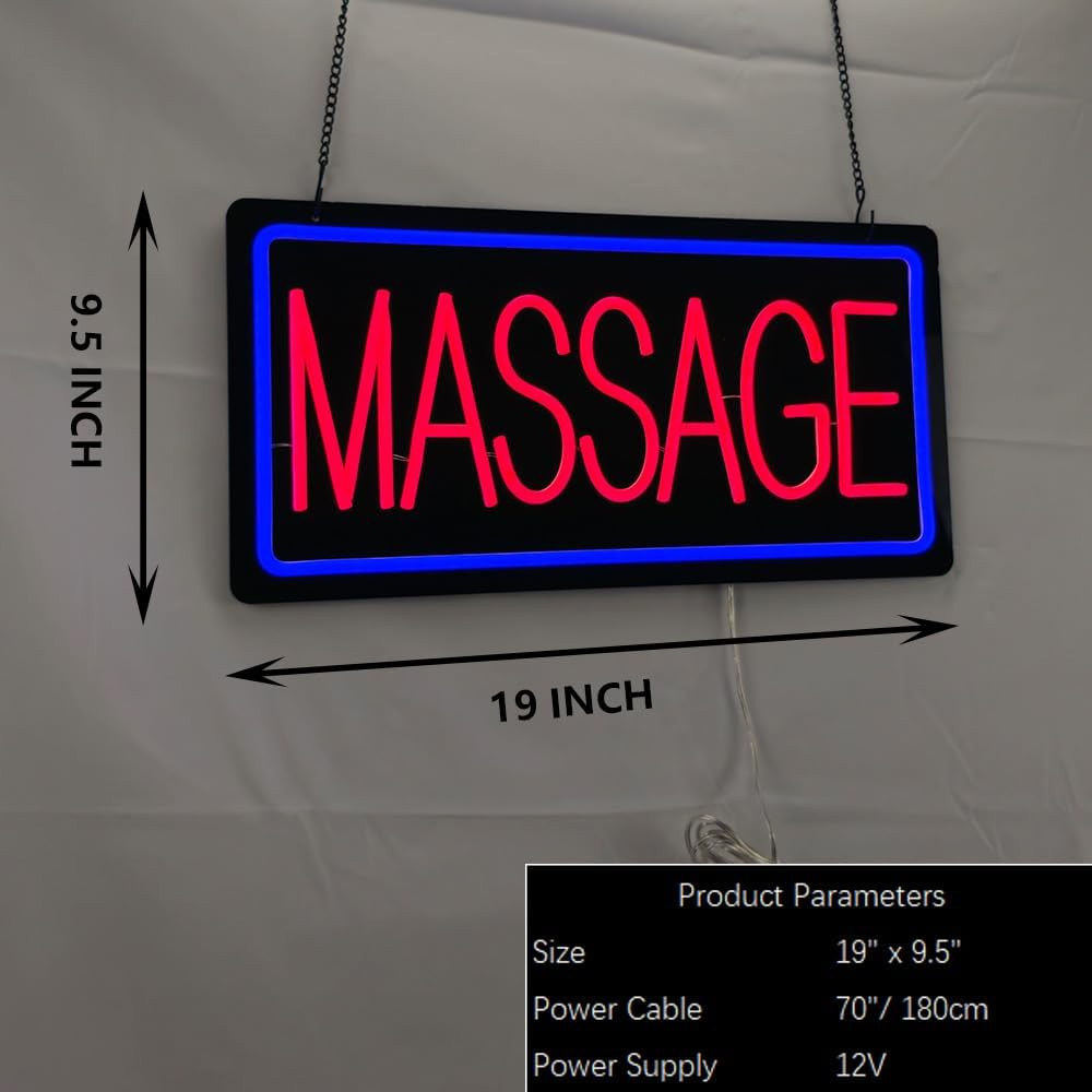 Bright LED Massage Sign for Salon & Spa – 19″x9.5″ Neon Light Display