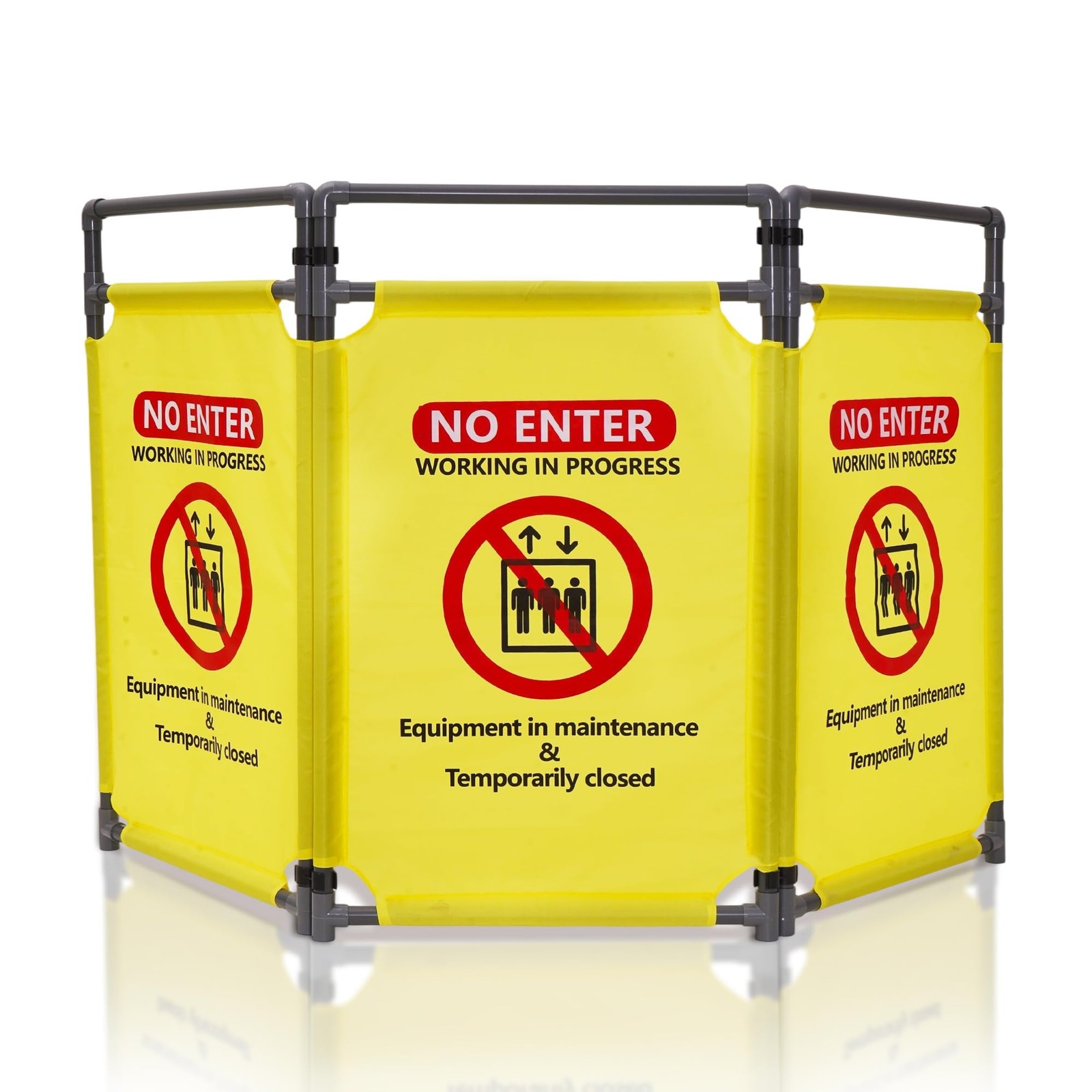 3 Panels Safety Barricade, 5.9FT Foldable, High Visibility