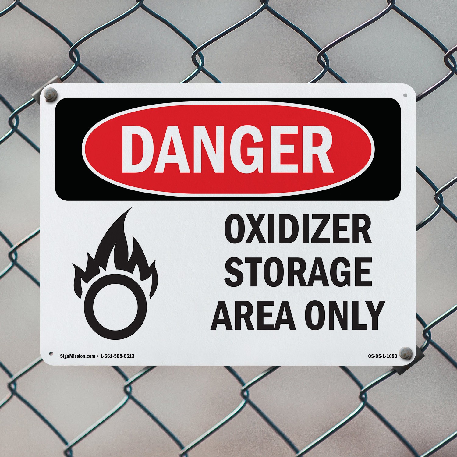 Oxidizer Storage Area Only OSHA Danger Sign Metal, Plastic, Decal 5 or 10 Pack