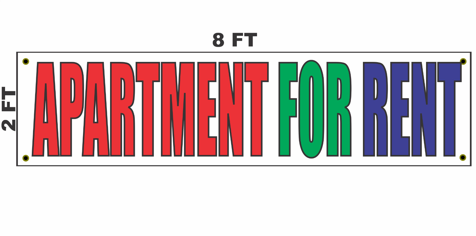 APARTMENT FOR RENT Banner Sign 2×8 for Hotel Motel or Building or Store Front