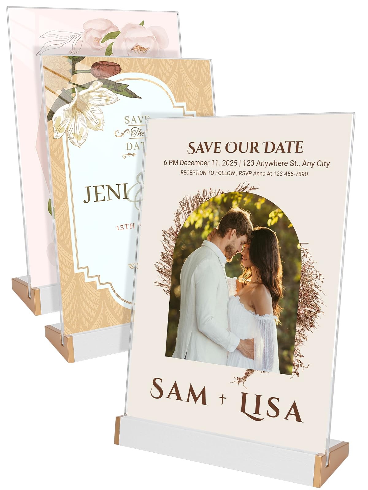 3 Pack 8.5X11 Acrylic Sign Holder for Wedding Anniversary Party, Vertical Whi…
