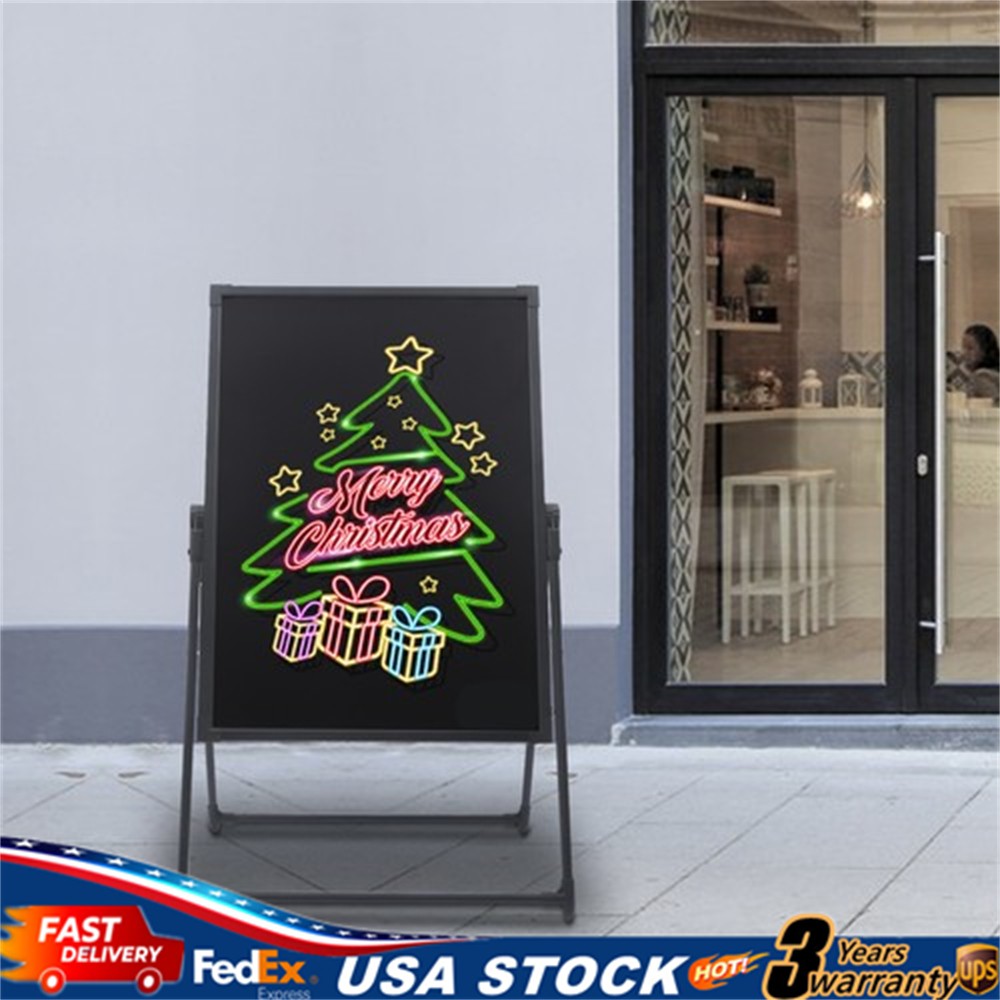 Large LED Message Writing Board, 32″ x 24″ Illuminated Erasable Neon Menu Board