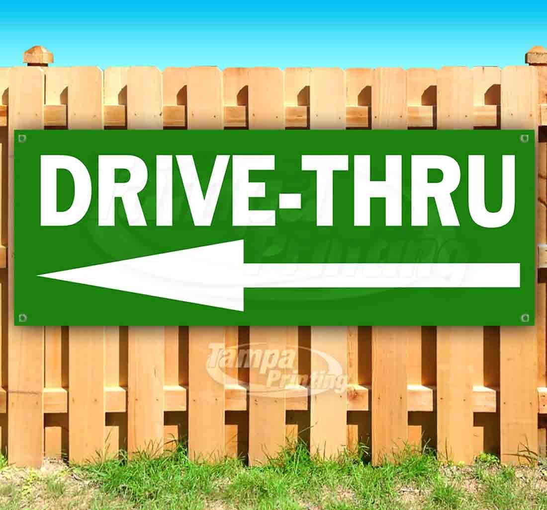 DRIVE THRU LEFT CLEARANCE BANNER Advertising Vinyl Flag Sign INV