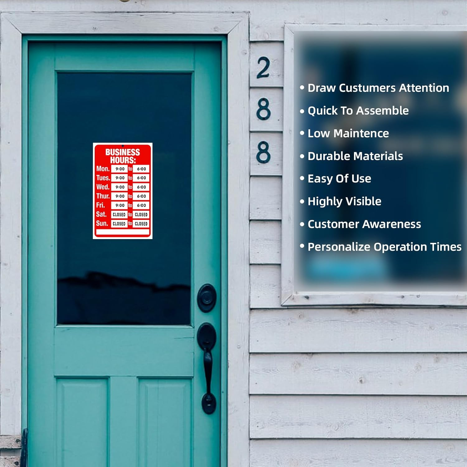 2 Piece Business Hours Sign, Open Hours Signs for Business Adjustable, Assured