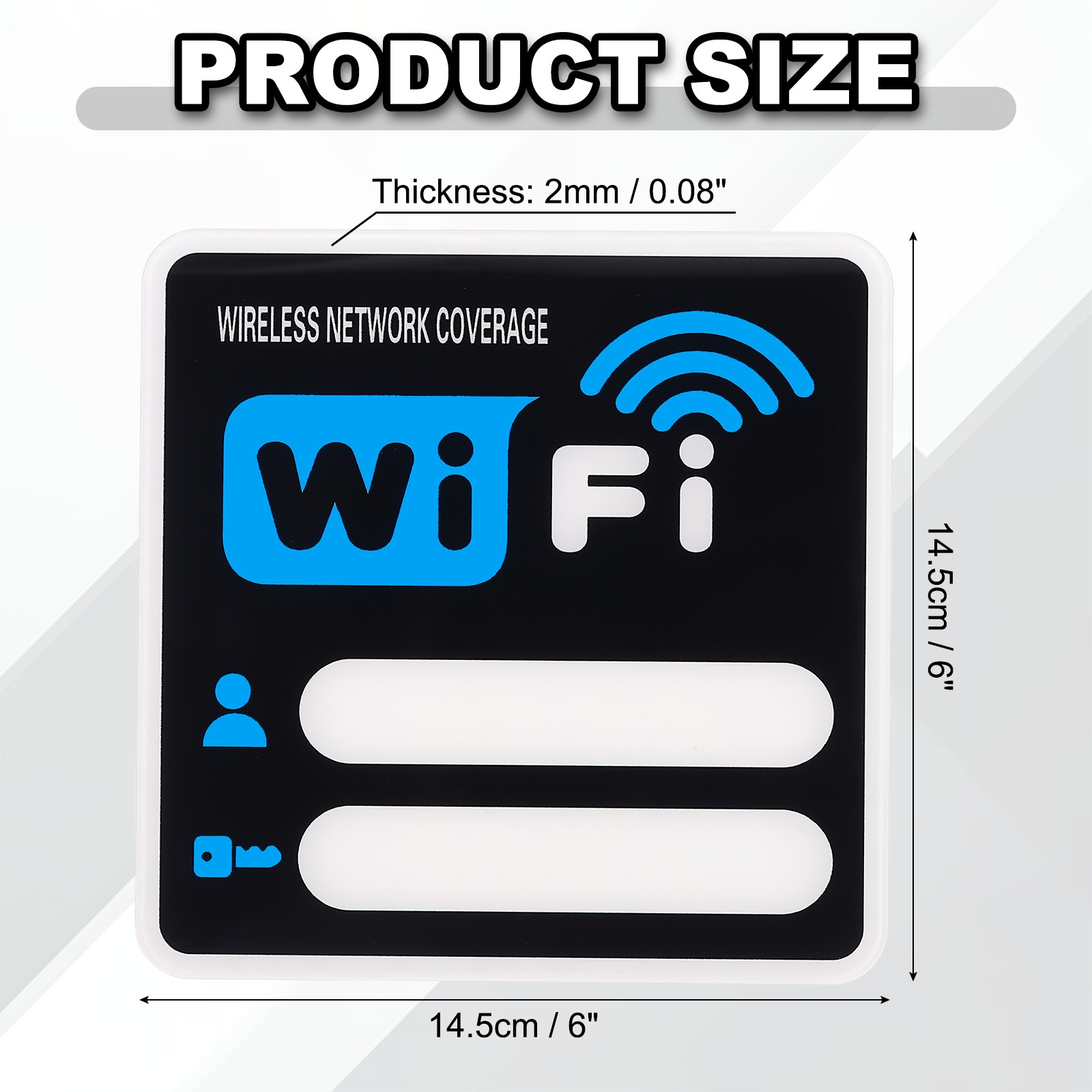 6″ x 6″ Wifi Password Sign, 1 Pcs Acrylic WiFi Sign Self Adhesive, Blue