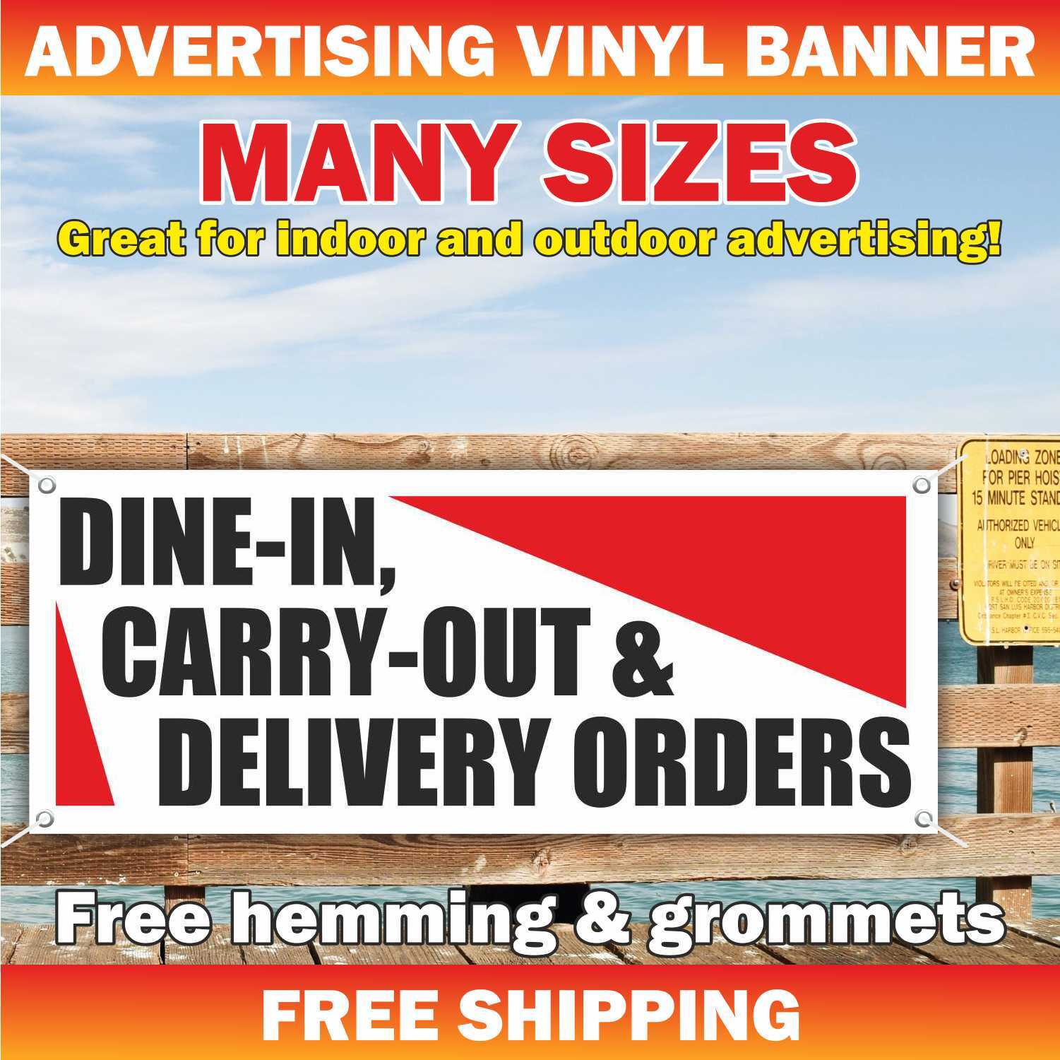 DINE-IN CARRY-OUT DELIVERY ORDERS Advertising Banner Vinyl Mesh Sign entrega