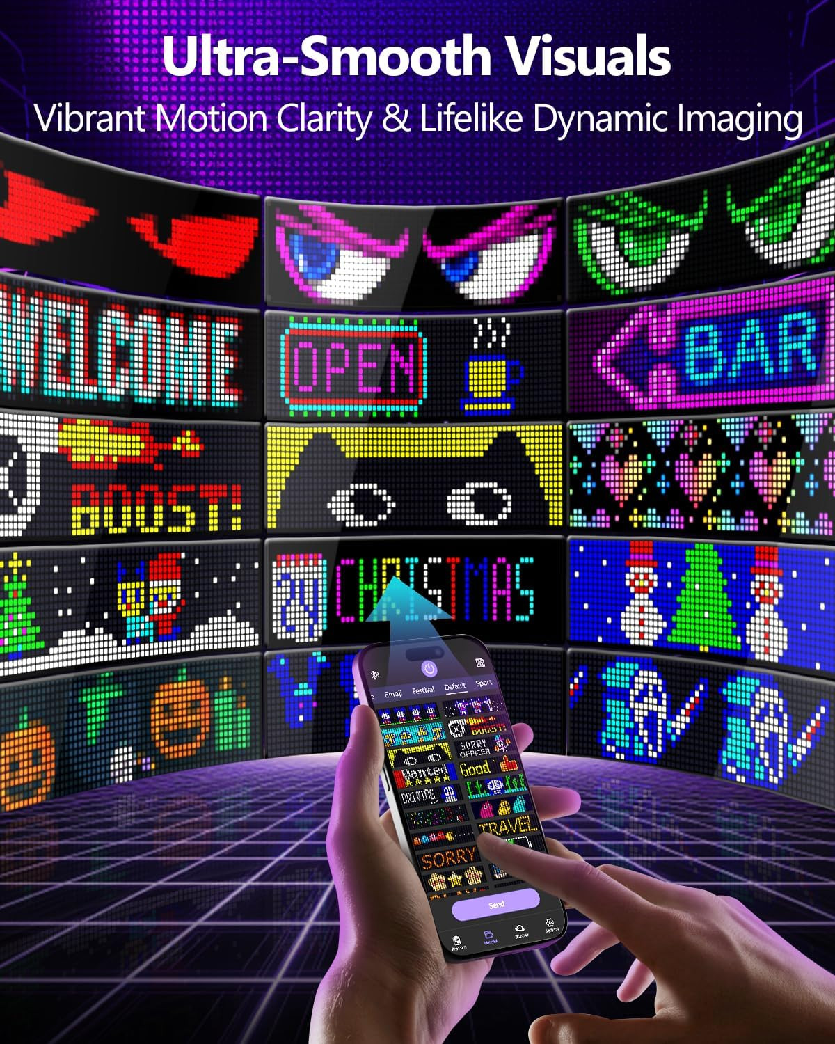 Upgrade Multifunctional Bright Led Sign – 15” X 4” [ Upgrade to All-In-One Featu