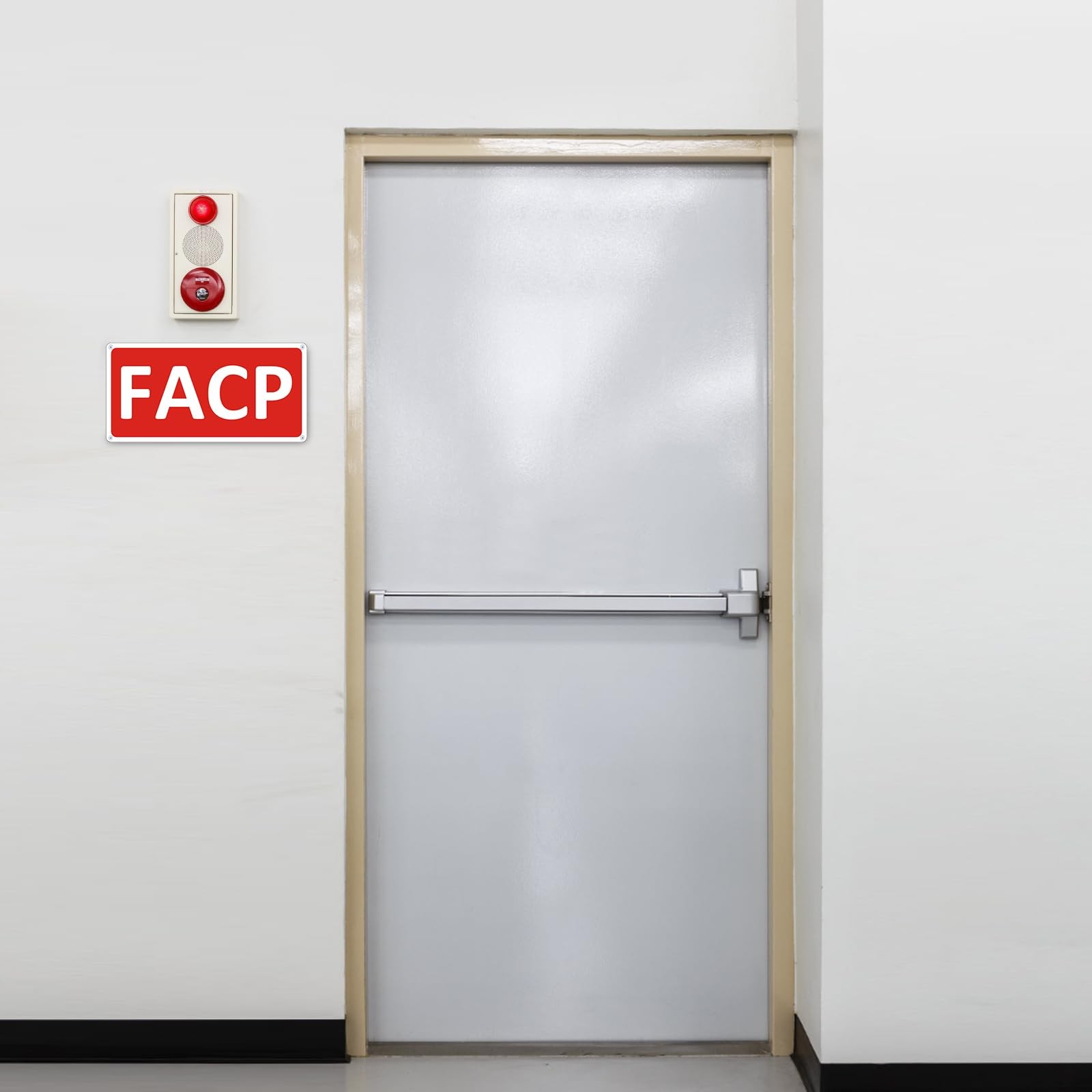 2 PCS FACP Fire Alarm Control Panel Sign 12×6 Inch Aluminum Reflective Red