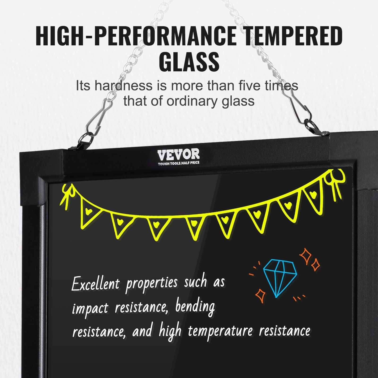 16×12 LED Message Board with Remote, Erasable Neon Effect, 8 Markers