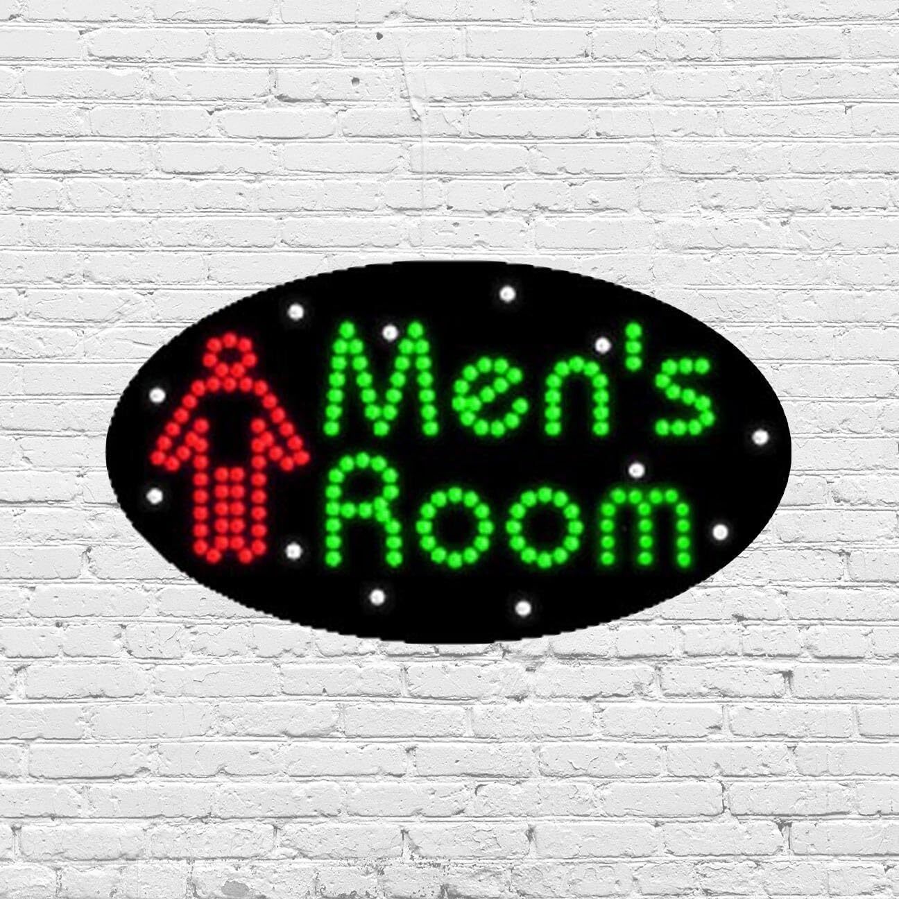 LED Men’s Room Sign for Retail Displays | Light Up Sign | 15″H x 27″W x 2″D