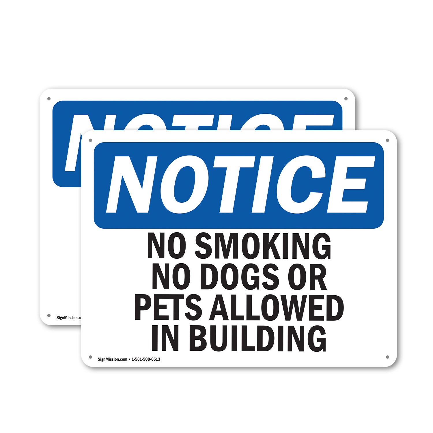 (2 Pack) No Smoking No Dogs Or Pets Allowed In Buildings OSHA Notice Sign Decal