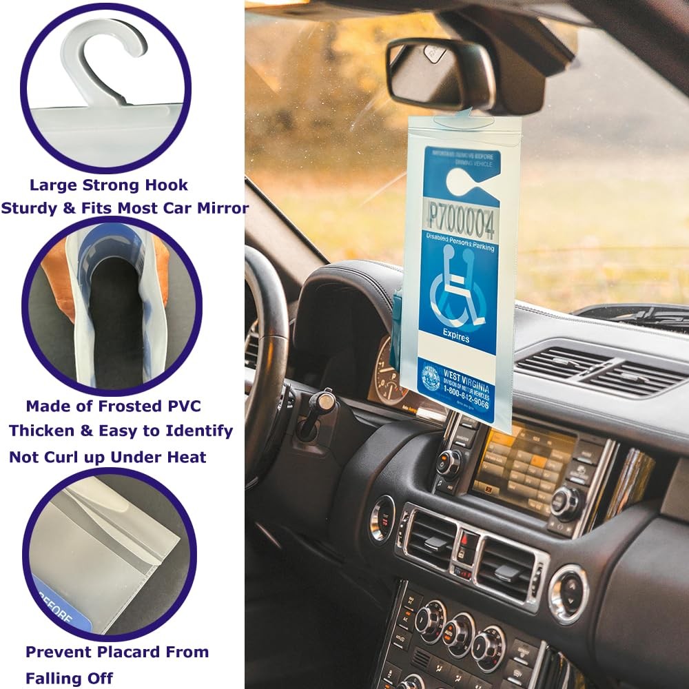 Encell Handicap Placard Holder 2PCS Clear Disabled Parking Permit S,
