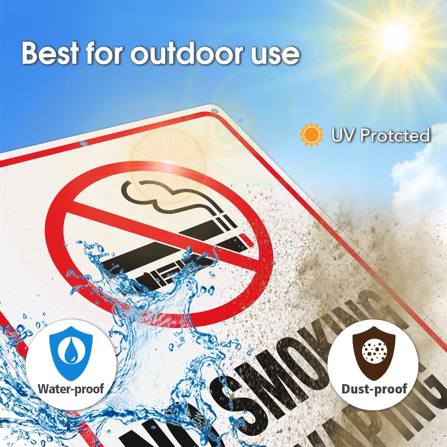 GicnKeuz No Smoking Signs for Business, 10 x 7 Inches No Vaping Signs, 6 pre-…