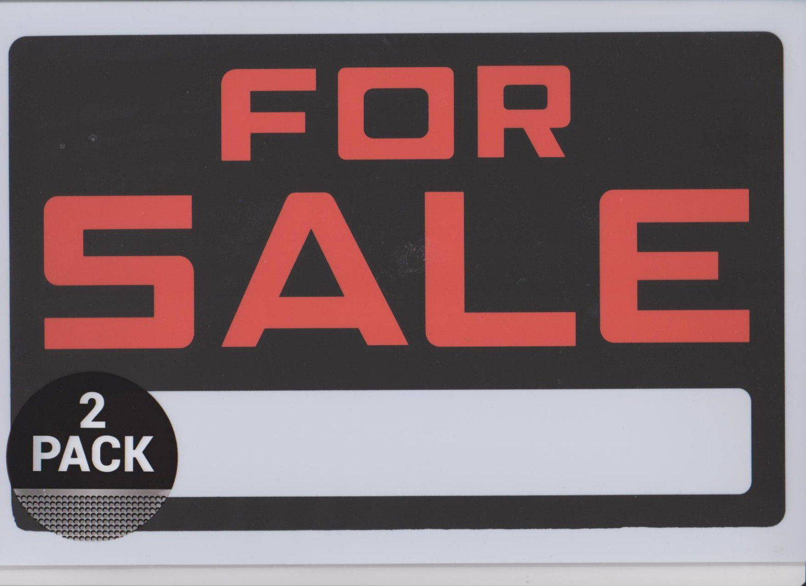 2/$7 — FOR SALE — SIGN — 8 x 12 INCH—WEATHERPROOF PLASTIC—ORANGE ON BLACK&WHITE