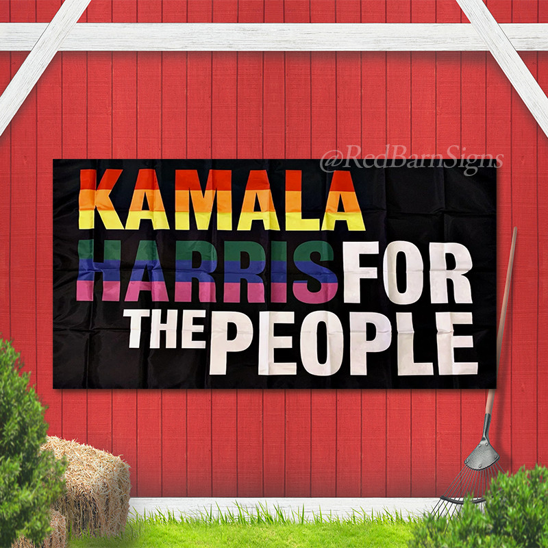 Kamala Harris President 2024 Flag For The People Liberal USA Sign BLACK