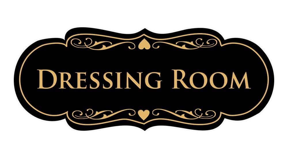Dressing Room Sign Large Black/Gold Designer Decorative Door Sign 1 Pack