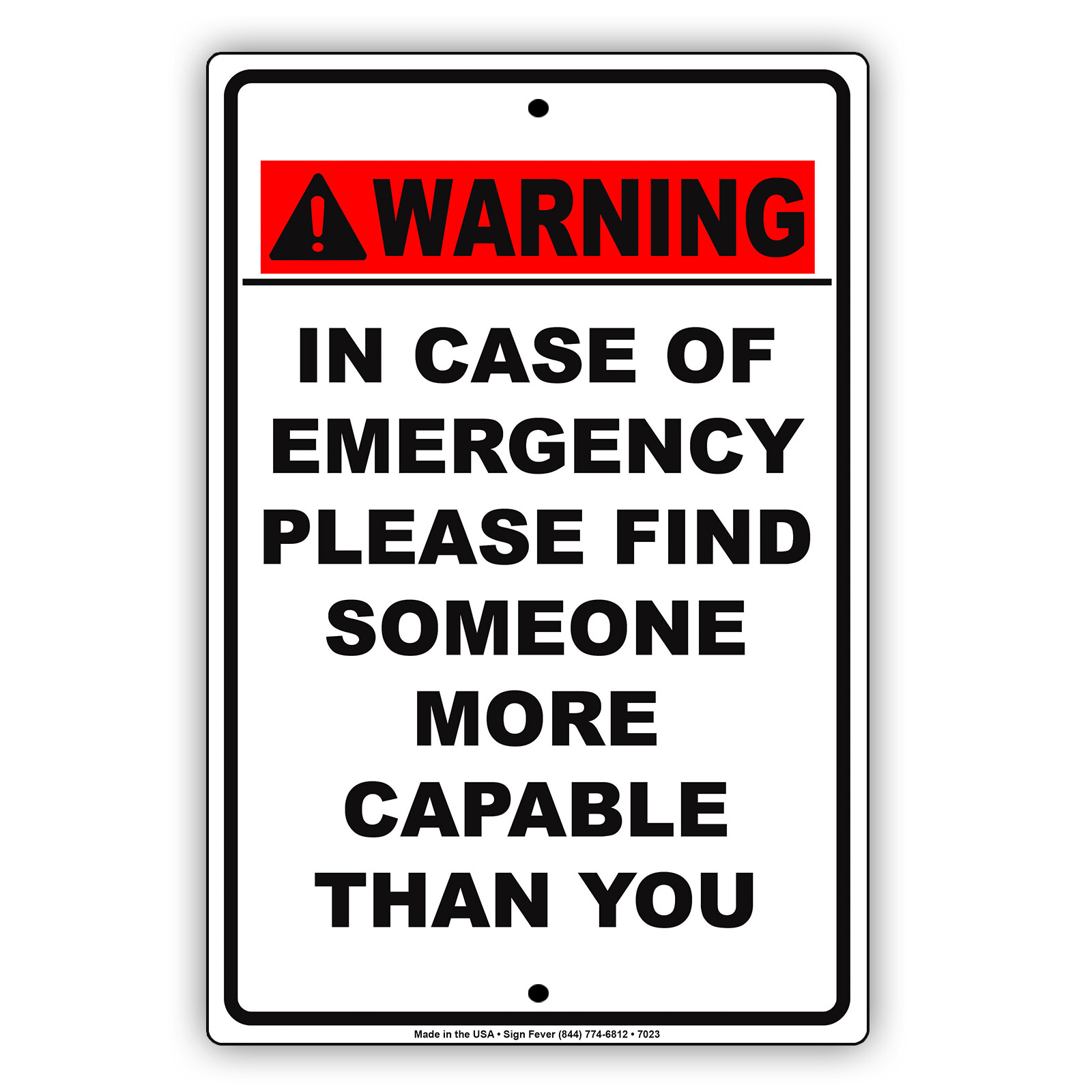 Warning In Case Of Emergency Please Novelty Wall Art Decor Aluminum Metal Sign