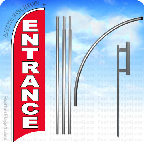 ENTRANCE – Windless Swooper Feather Flag Kit 15′ Tall Banner Sign rb
