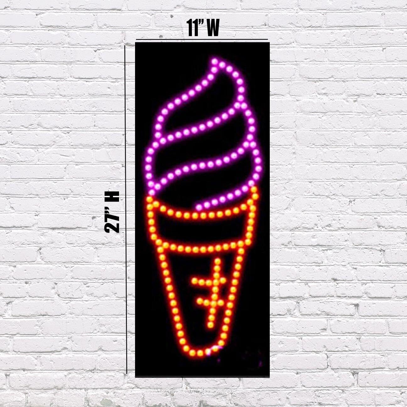 LED Soft Serve | Light-up Sign | 11″W x 27″H x 1″D