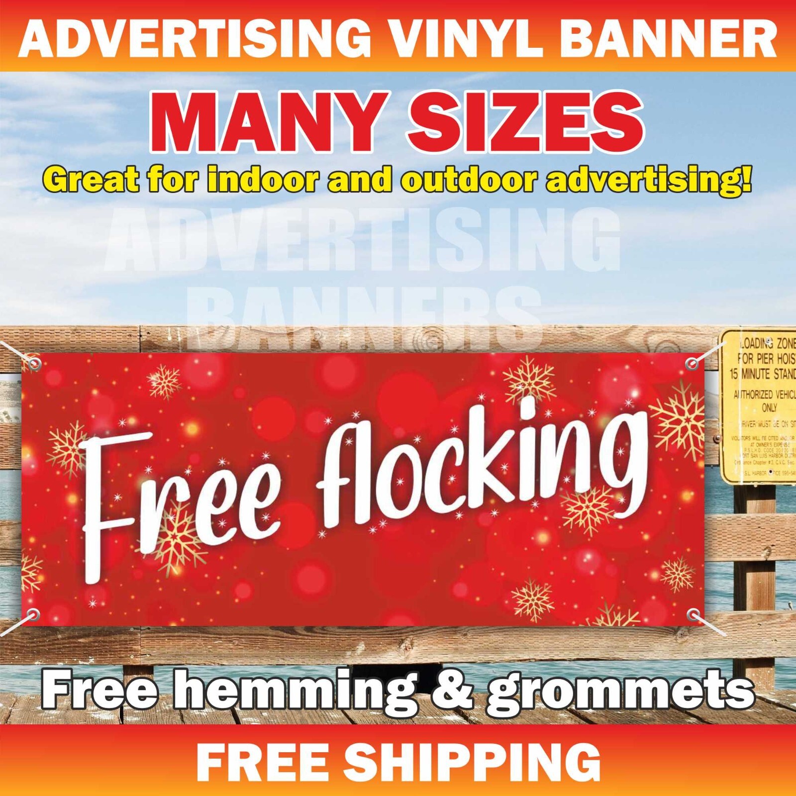 Free Flocking Advertising Banner Vinyl Mesh Sign CHRISTMAS Xmas Holiday New Year