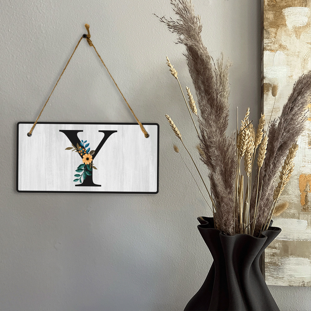 Y Flower Decor 5×10 Hanging Wall or Door Sign | Alphabet Letter Room Decoration