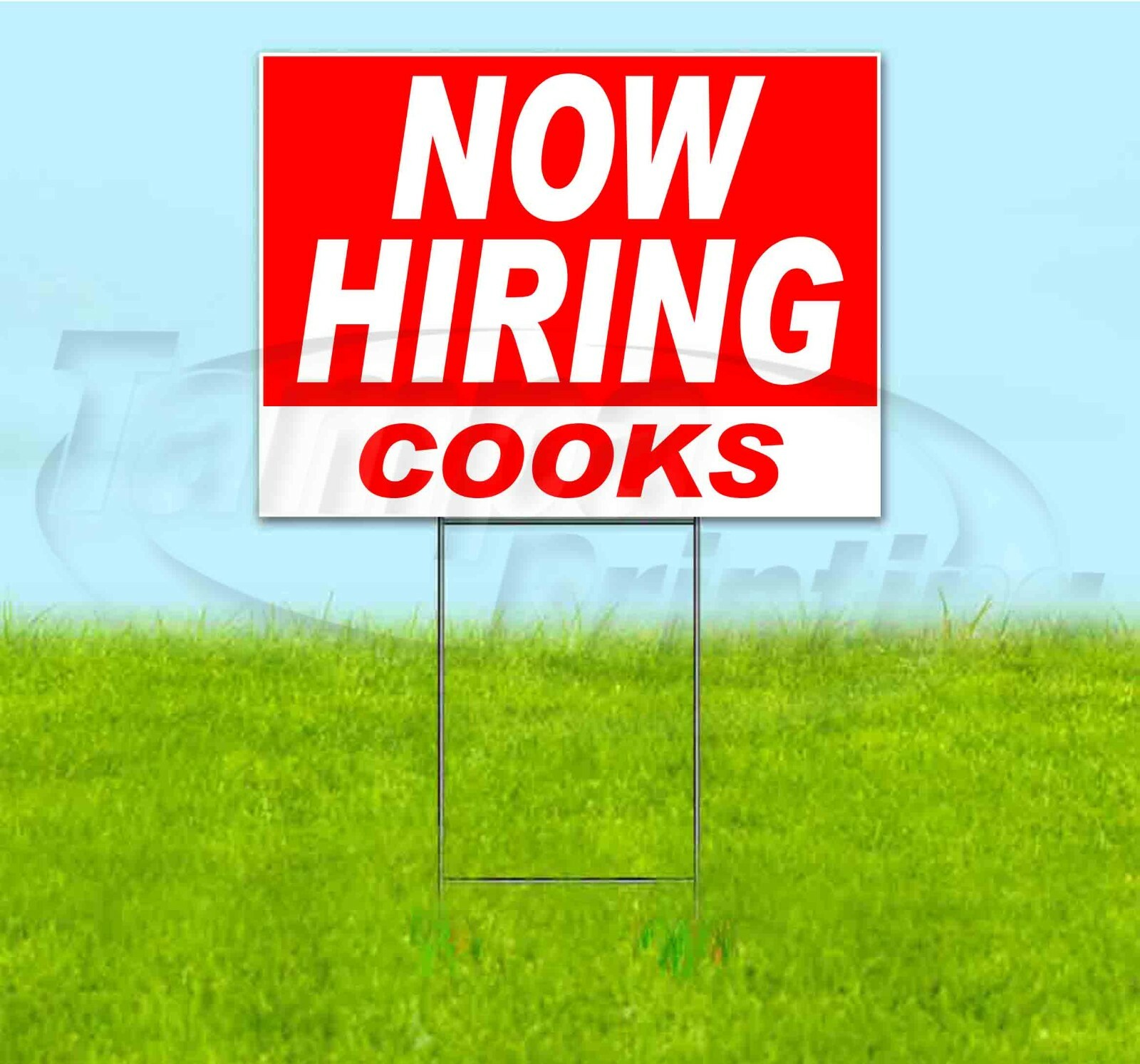 NOW HIRING COOKS 18×24 Yard Sign WITH STAKE Corrugated Bandit USA BUSINESS