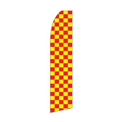 CHECKERED Banner Flag Only Advertising Sign Swooper Feather RED & YELLOW