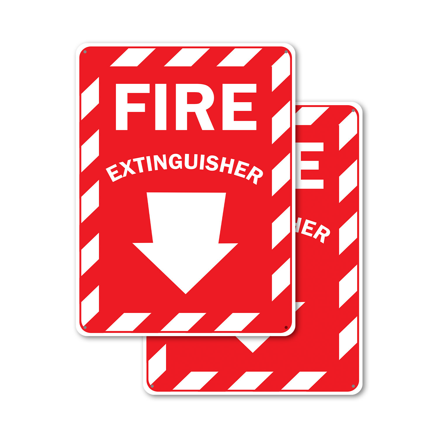 (2 Pack) Fire Extinguisher with Arrow OSHA ANSI Sign Decal Metal Plastic