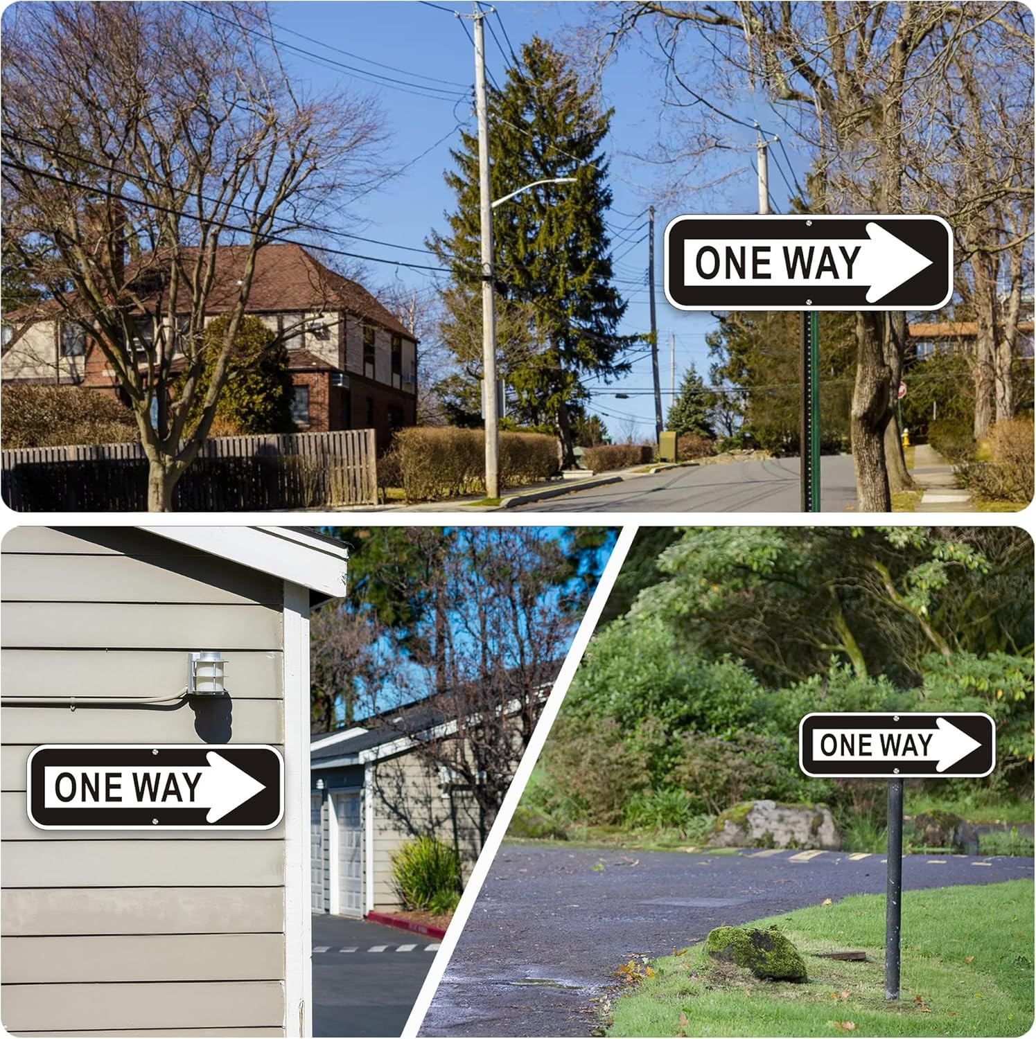 One Way Sign, (2 Pack) One Way Signs Reflective with Right Arrow for Outdoor Str
