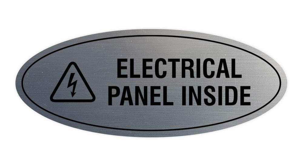 1 PC Oval Electrical Panel Inside Sign Brushed Silver Small Plastic Label