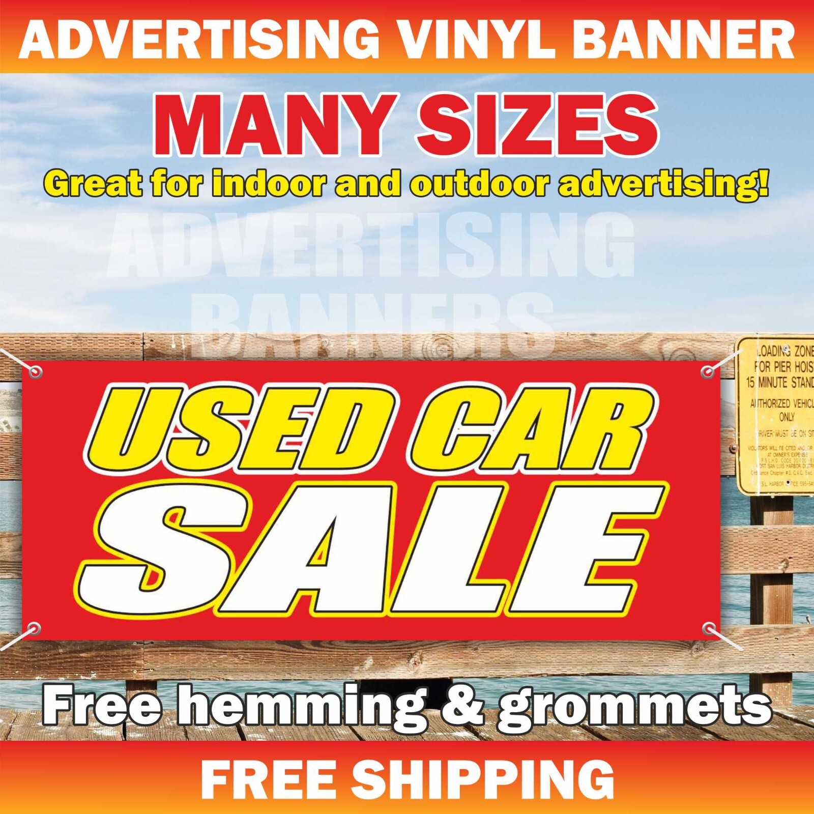 USED CAR SALE Advertising Banner Vinyl Mesh Sign Service AUTOS USADOS Auto Body
