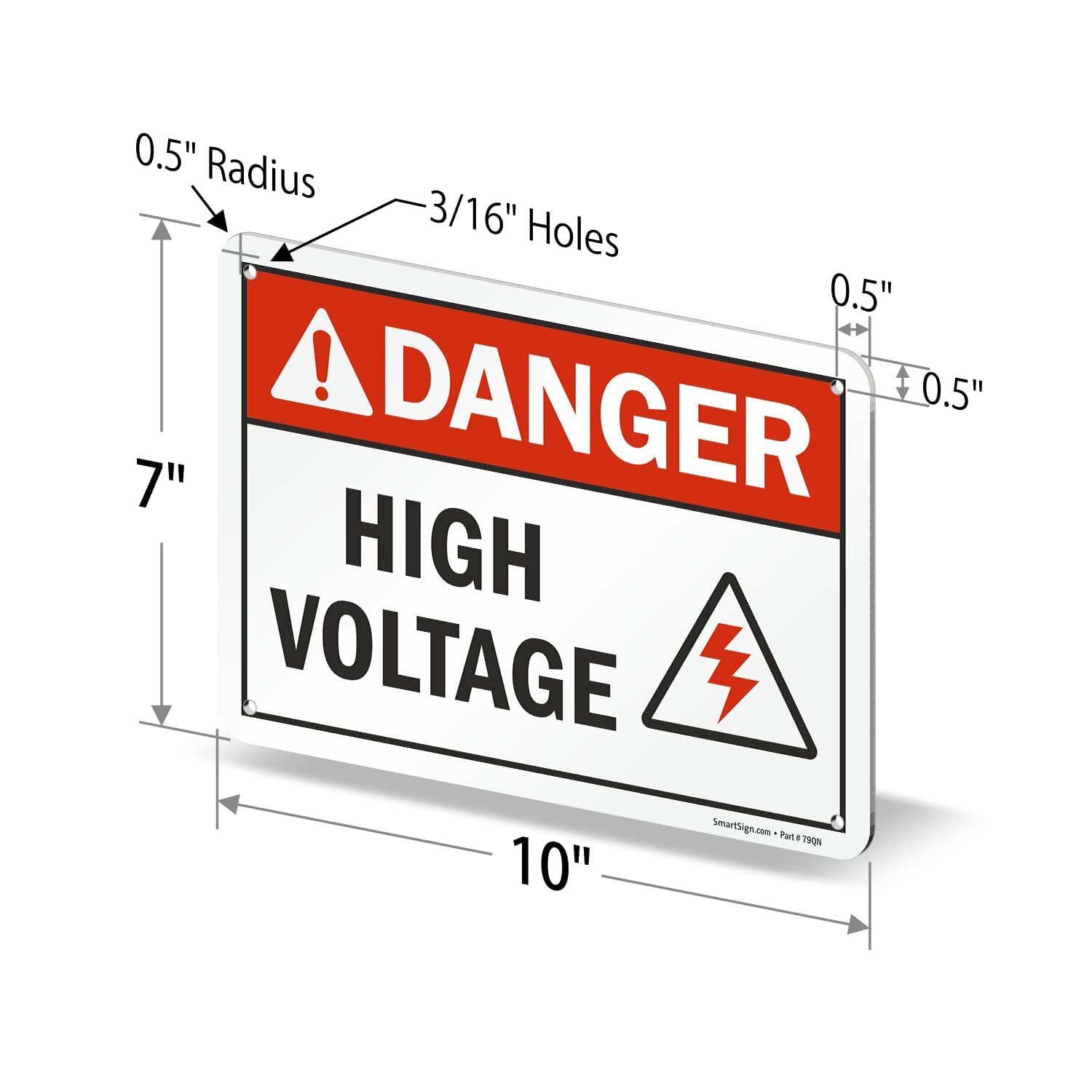 Danger High Voltage Sign 7×10 Aluminum Black Red White, Electrical Safety Set