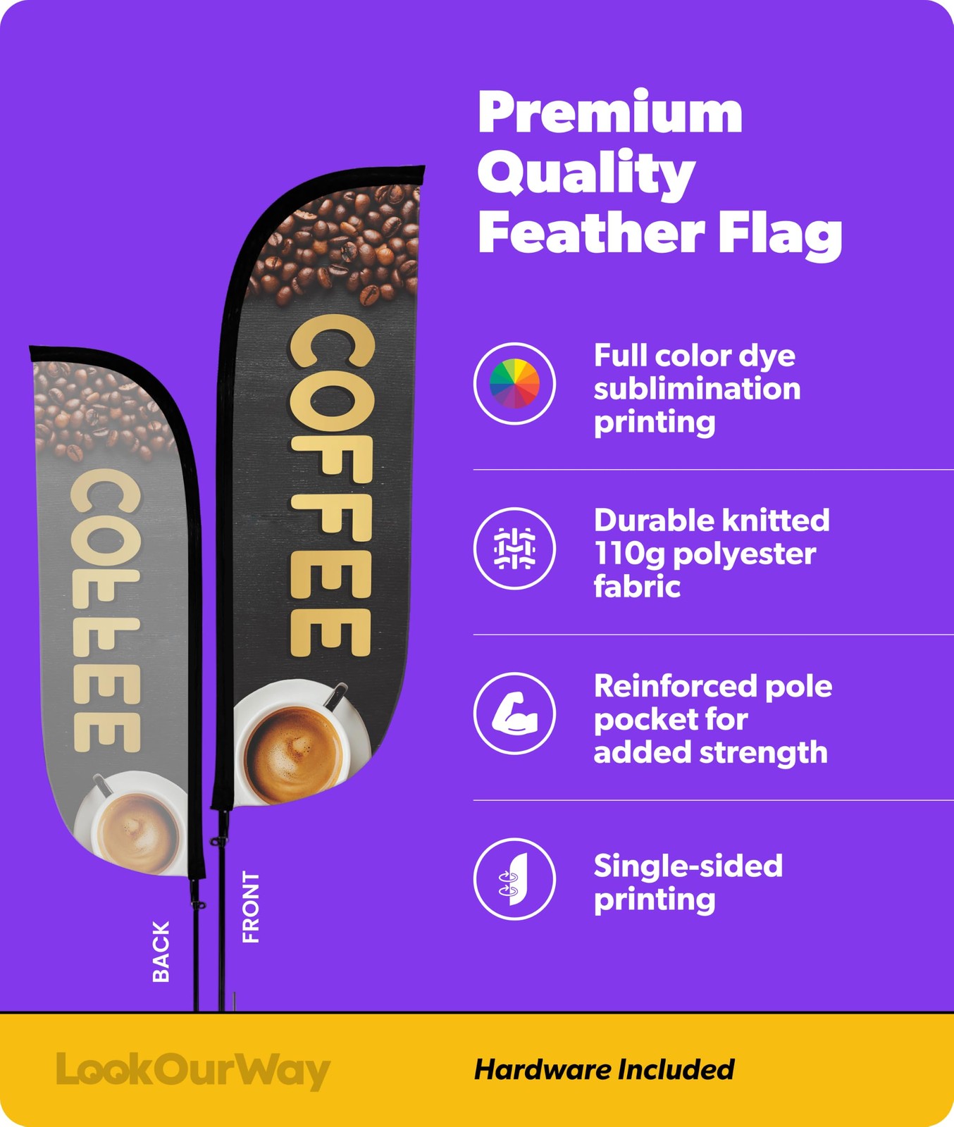 LookOurWay Feather Flag Pole Kit – 7 Feet Tall Advertising Banner with Fiberg…