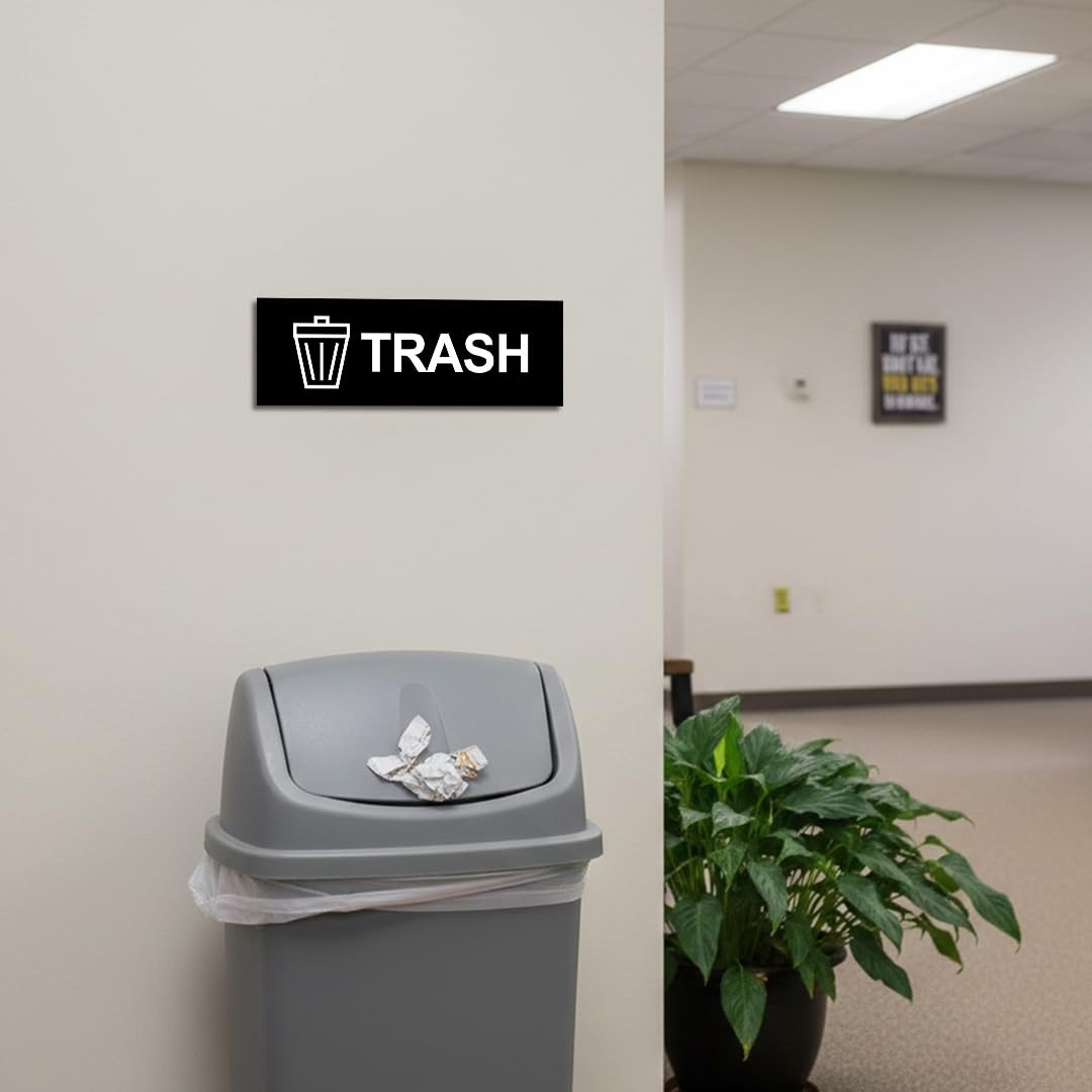Basic Trash Sign Brushed Silver Large 10 Pack