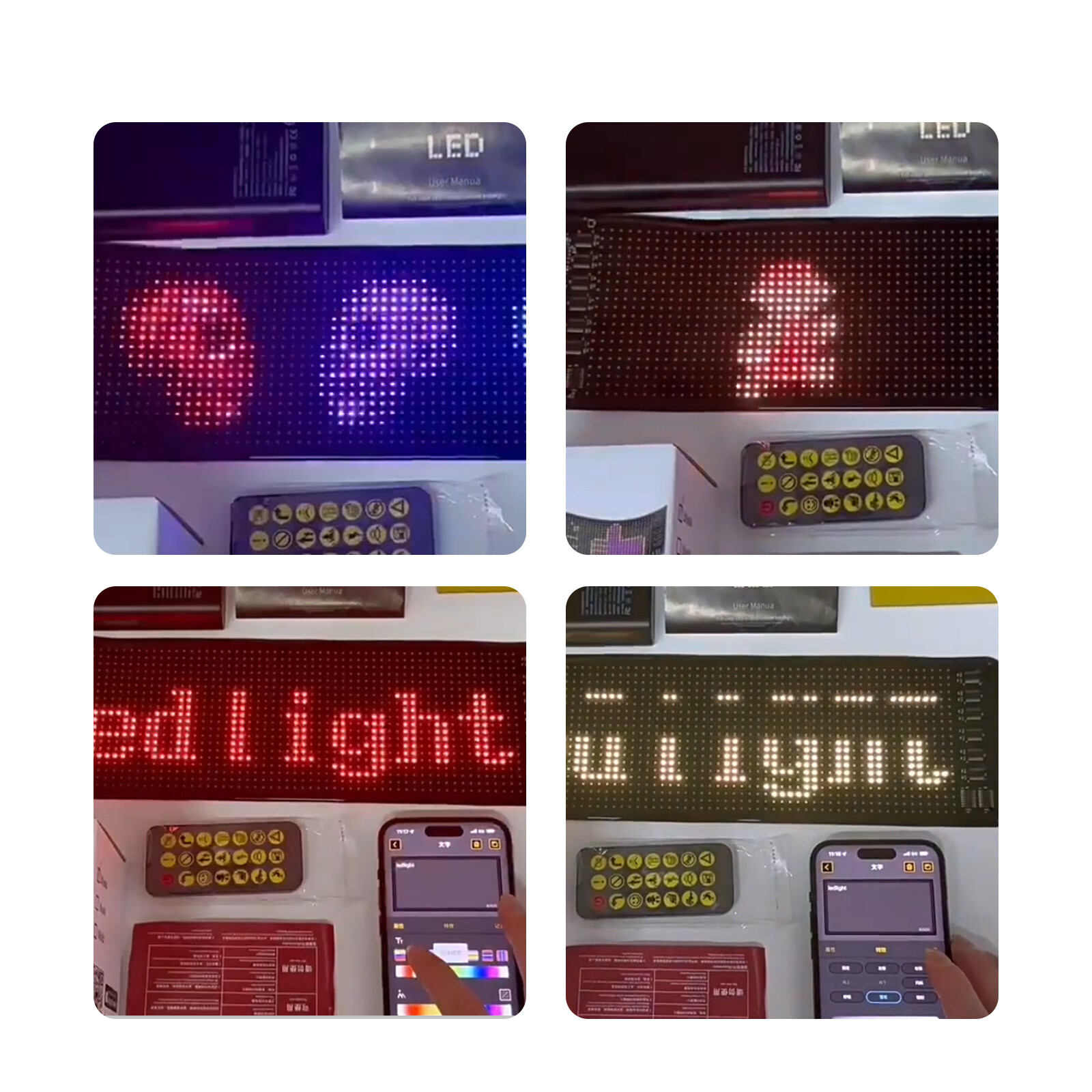 LED Matrix Panel USB Scrolling Bright Car RGB Light Sign APP Control Display