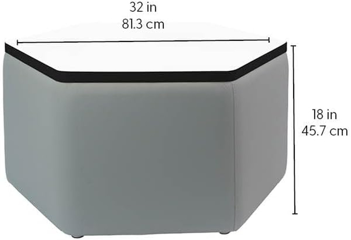 FDP Pro Series Hexagon Dry-Erase Ottoman – Teal & Whiteboard, 18″ Height