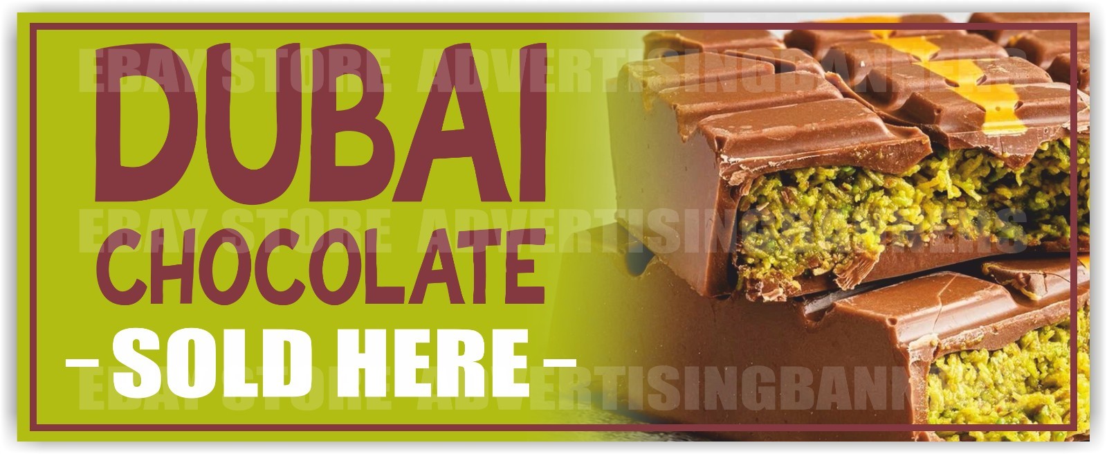 DUBAI CHOCOLATE SOLD HERE Advertising Banner Vinyl Sign Sweets Store Candy Sale